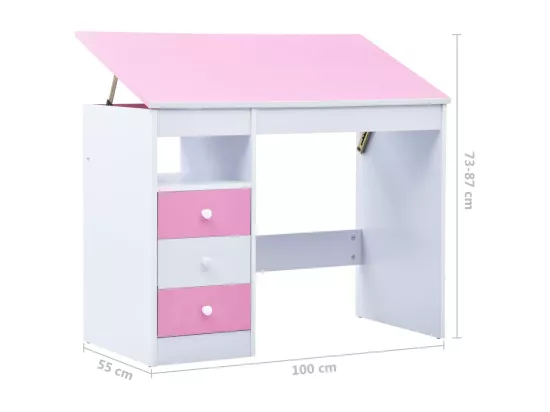 Bureau pour enfants Inclinable Rose et blanc