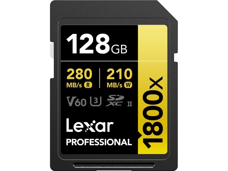 Lexar SDXC-Karte Professional 1800x Gold Series 128 GB SDXC Karte für professionelle Nutzer