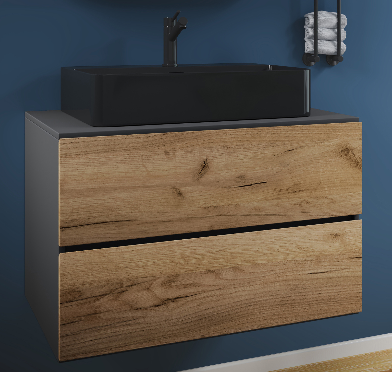 Waschtisch LENDAS BL S - Honig-Eiche-anthrazit - 80 cm