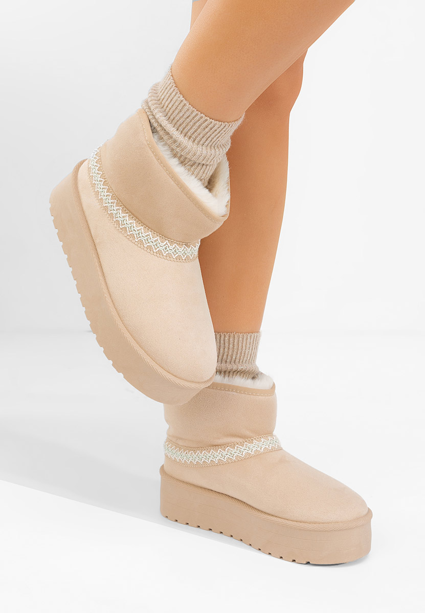 Bottes à plateforme beige Orelis