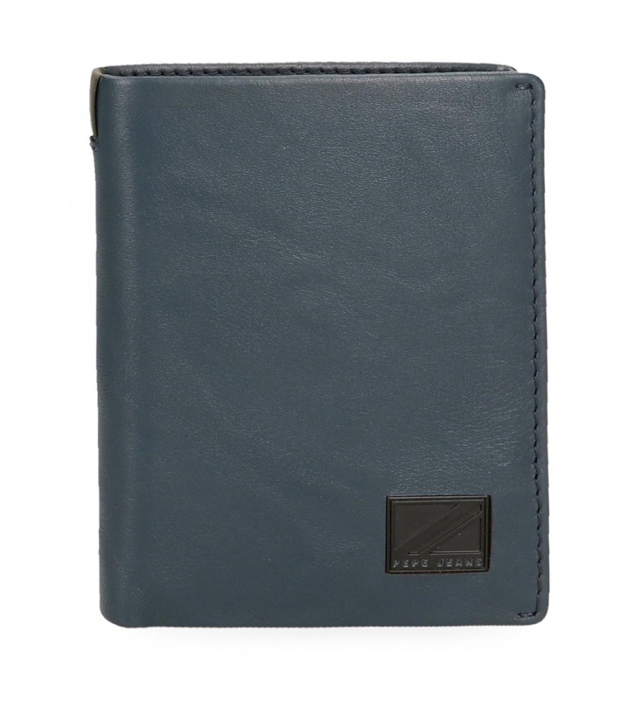 Carteira vertical Pepe Jeans Marshal em couro azul marinho