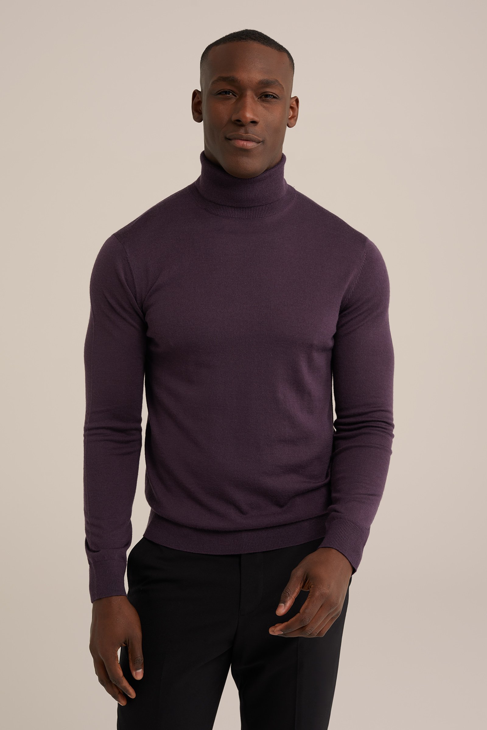 coltrui van merinowol WE Fashion Bordeauxrood
