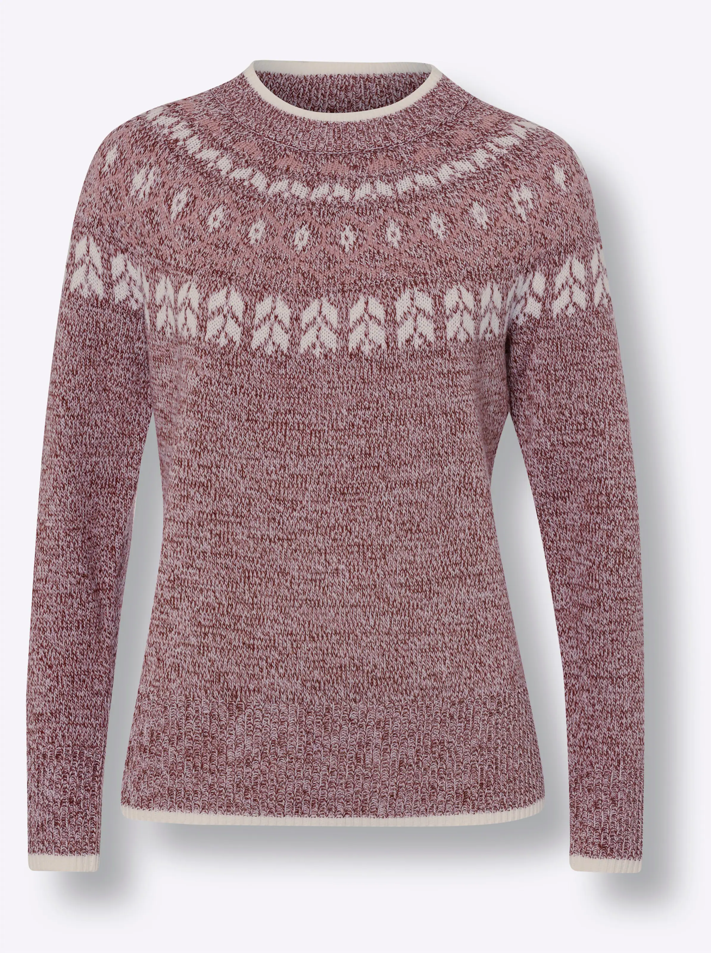 Norwegerpullover in bordeaux-altrosa-meliert