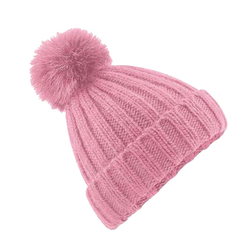 Gorro de tricô com pompom de pele sintética, modelo Verbier Beechfield