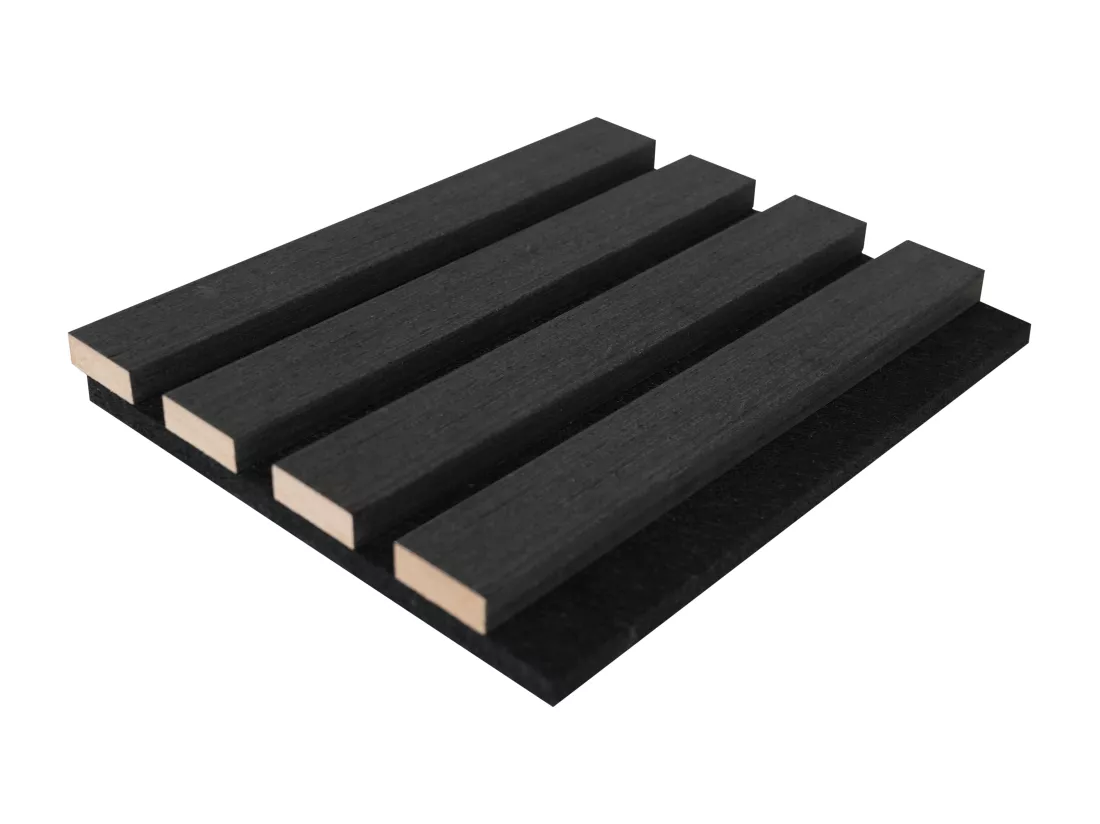 Panneau mural acoustique - Finition bois gris anthracite - Pack de 3,12 m² - Lot de 2 pièces - PENCIA