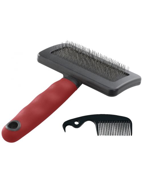 Ferplast Slicker Borstel Rood&Zwart - Hondenvachtborstel