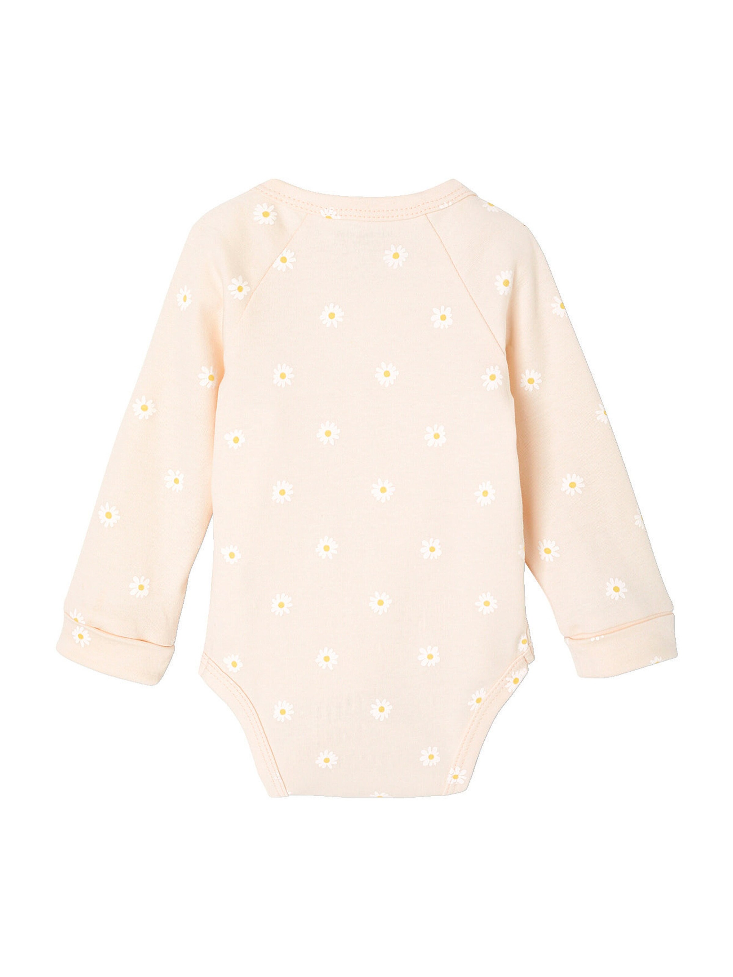 Vertbaudet Bio-Kollektion: Mitwachsender Baby Wickelbody mit Gänseblümchen hellrosa