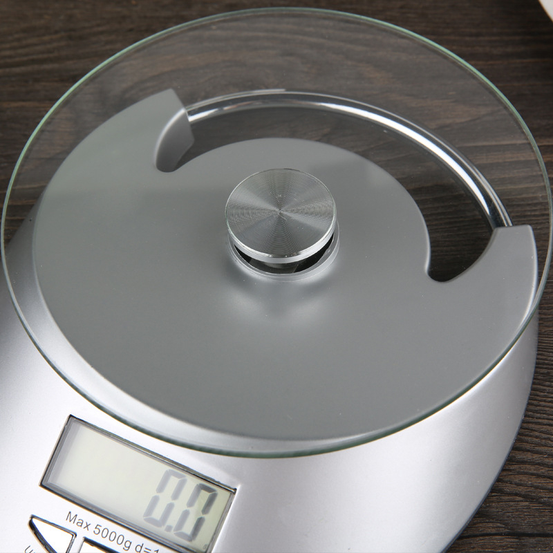 Professionelle Digital Glas Küchenwaage mit LCD Display (Batteriebetrieben) - Silber