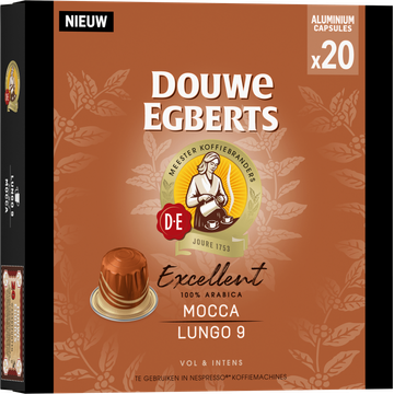 Douwe Egberts Excellent Mocca Lungo 9 Gemalen Koffie 20 Capsules 104 g