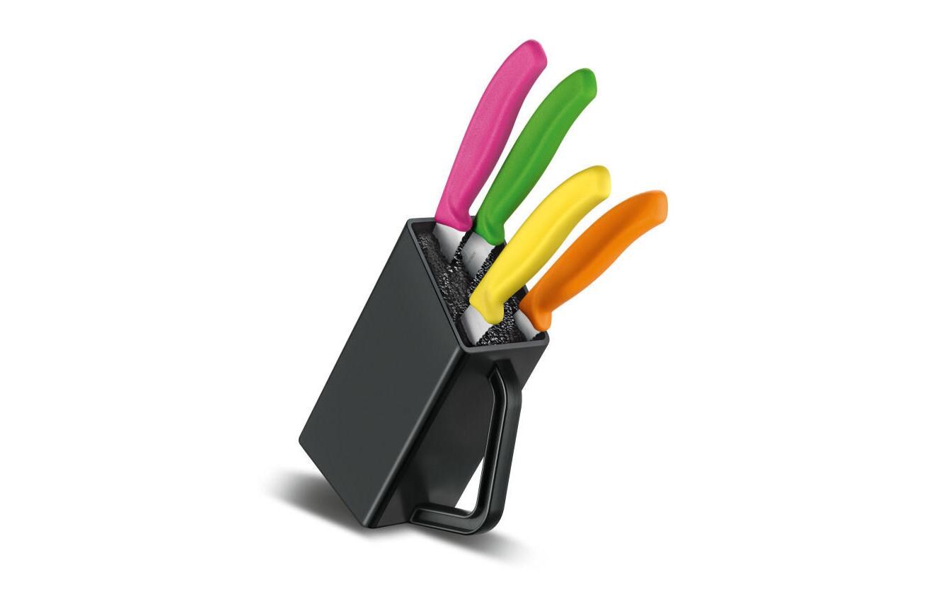 Messerblock-Set mit Messer Swiss Classic 5-teilig, SchwarzMesserblock bestückt mit 4 Steak- und Pizzamessern