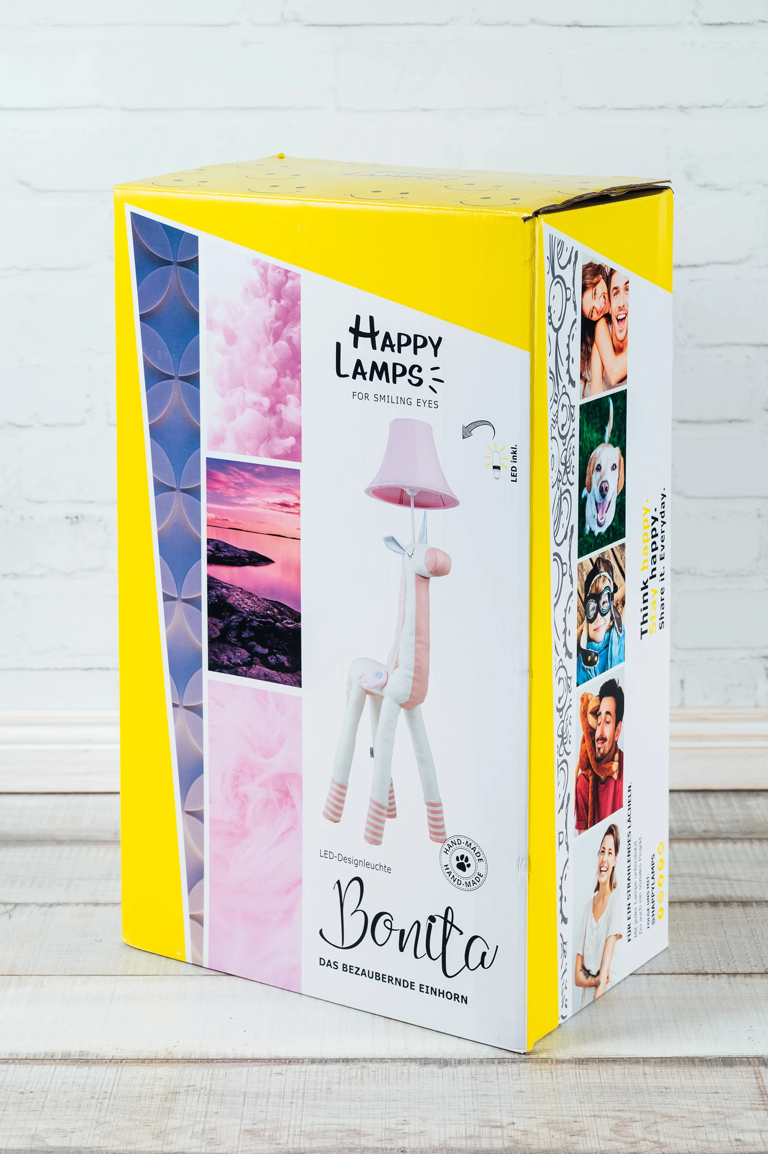 Design Stehleuchte LED Lampe Kinderzimmer Stofftier Deko Beleuchtung (HL10002) - Bonita das Einhorn