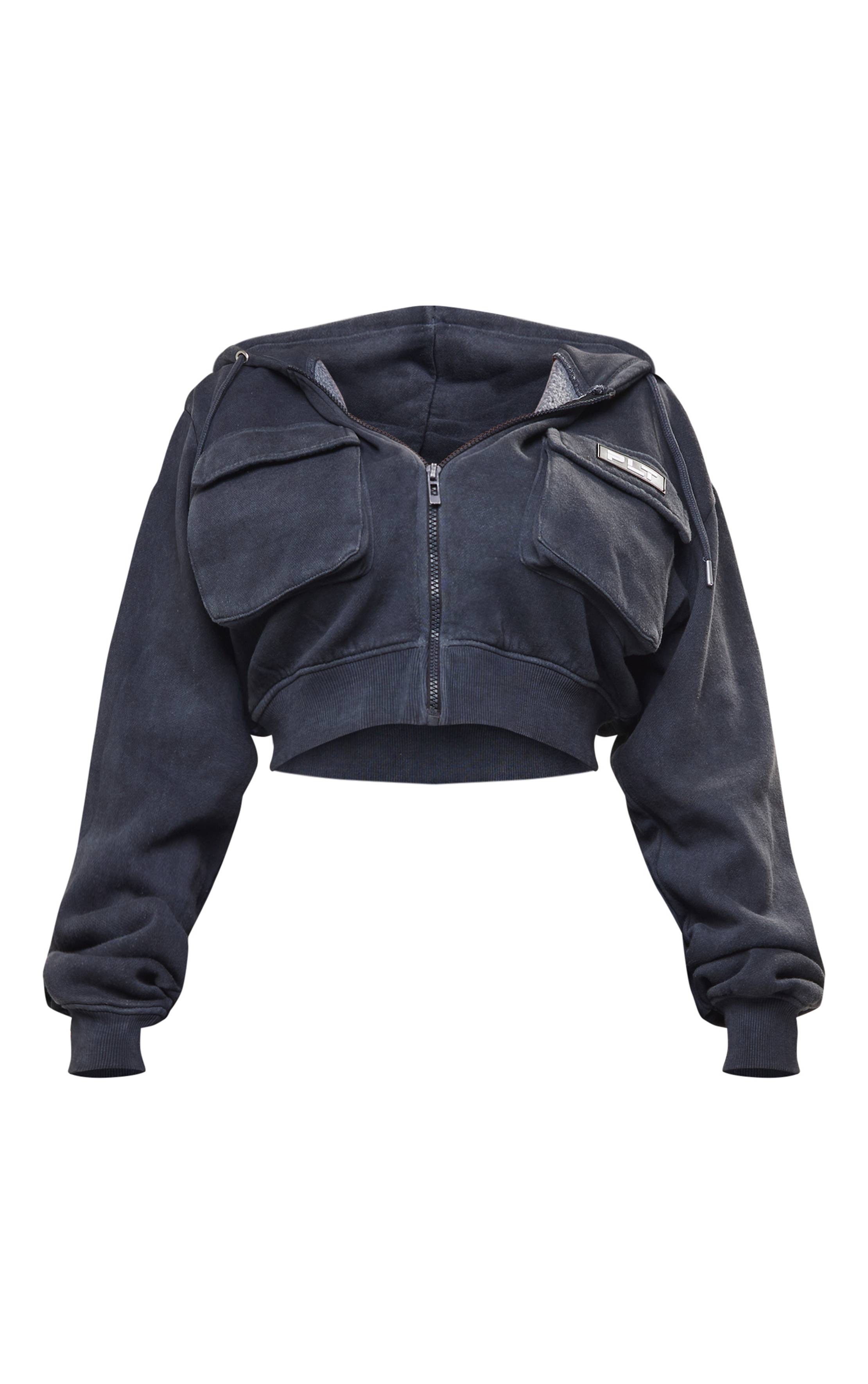 Washed Charcoal Prettylittlething Shape Sweat À Casynthétiqueche Court Cargo