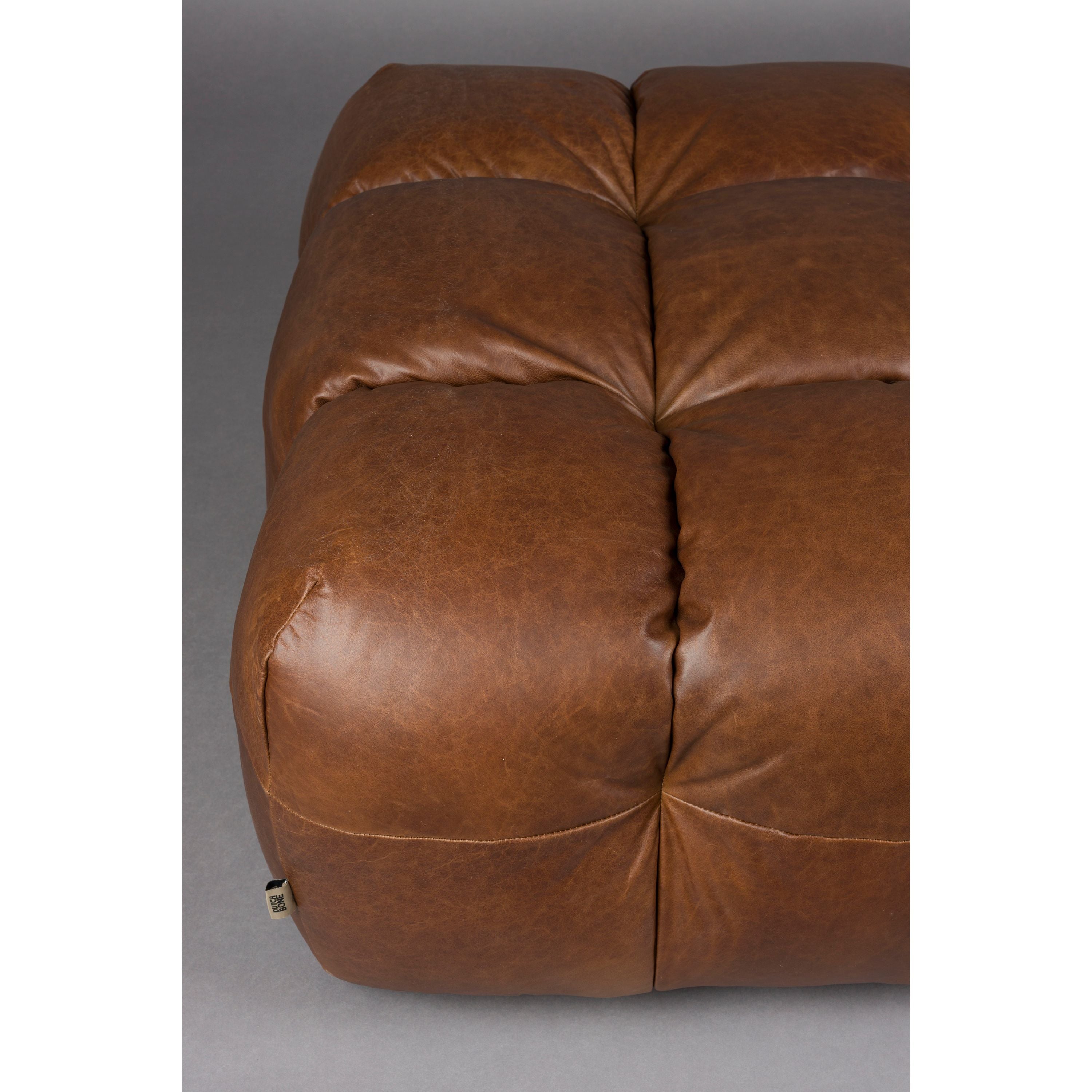 Dutchbone Hackman Hocker Leer Chocolade Bruin