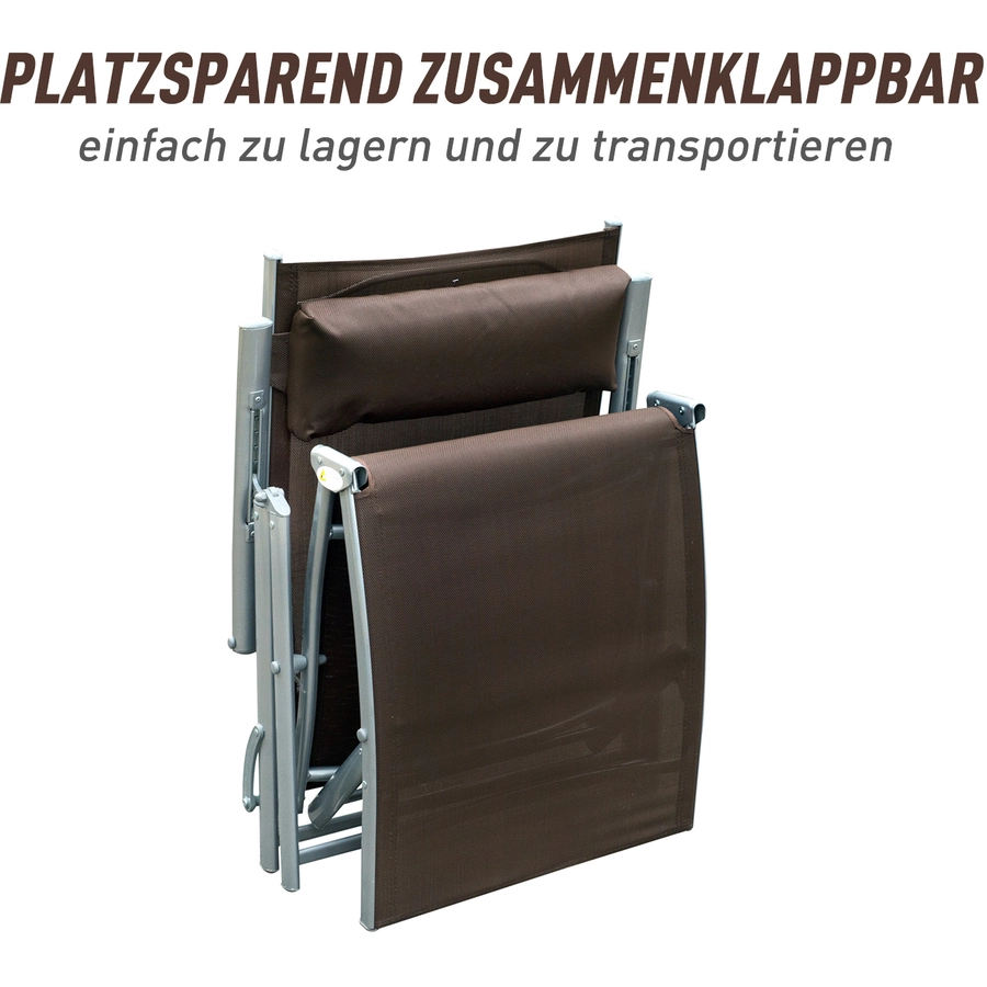 Outsunny Gartenliege mit Kissen braun
