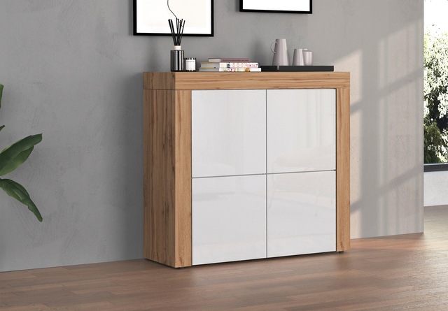 INOSIGN Highboard »CHRONOS Breite 140 cm mit 4 Türen und 8 Fächer 'Made in Italy'« 1 Stk. tlg. Hohes Sideboard, Kommode, Schrank, Grifflos mit Push to Open