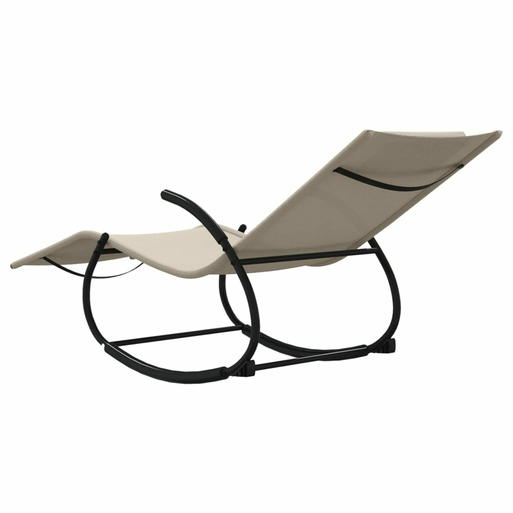Lot de deux chaises longues à bascule acier et textilène crème