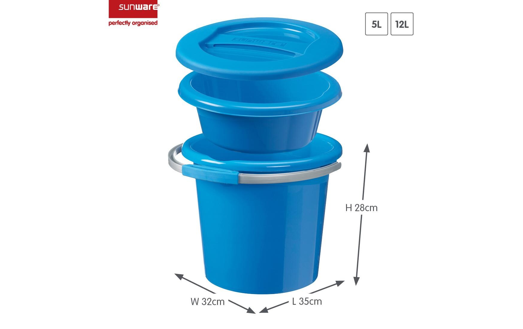 Putzeimer Water-Line 3-teilig 12 l, BlauPlastikeimer-Set