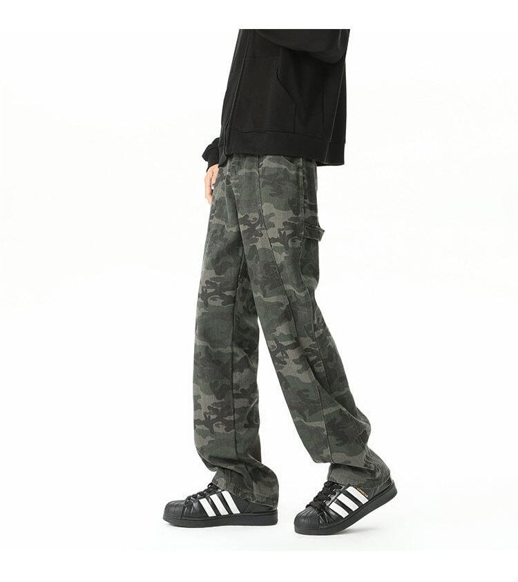 Sheck - Rechte broek met camouflageprint en middelhoge taille (verschillende ontwerpen)