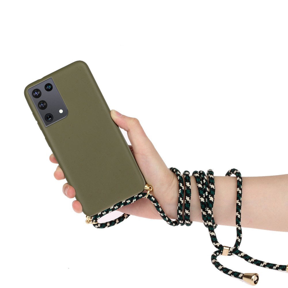 Samsung Galaxy S21 Ultra 5G Necklace Bio Gummi Case Hülle Eco Friendly Nachhaltig Kompostierbar   Handykette (150cm) - Grün