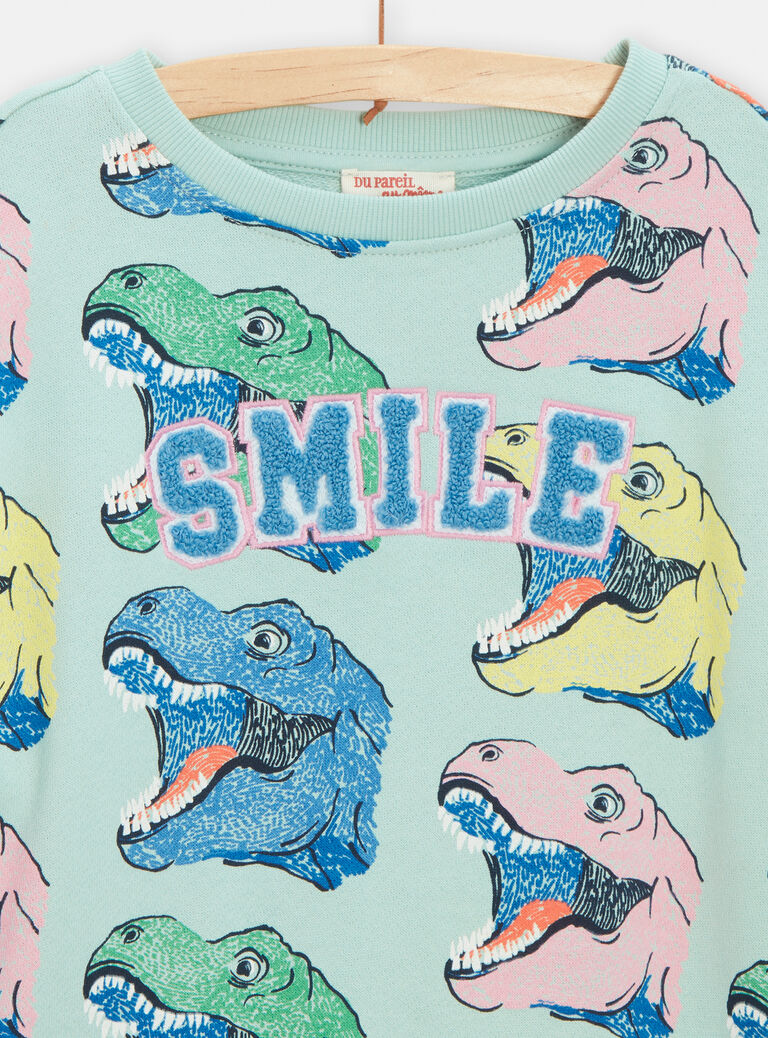 Sweat vert clair imprimé dinosaures pour garçon