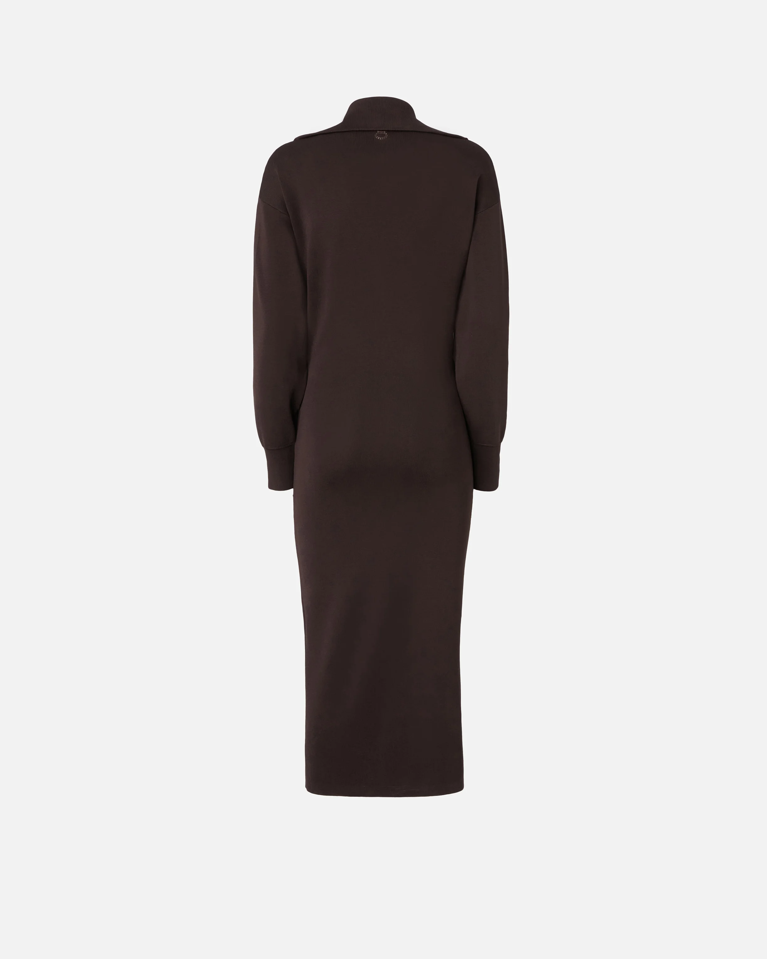 Robe midi à col montant et fermeture zippée | Marron
