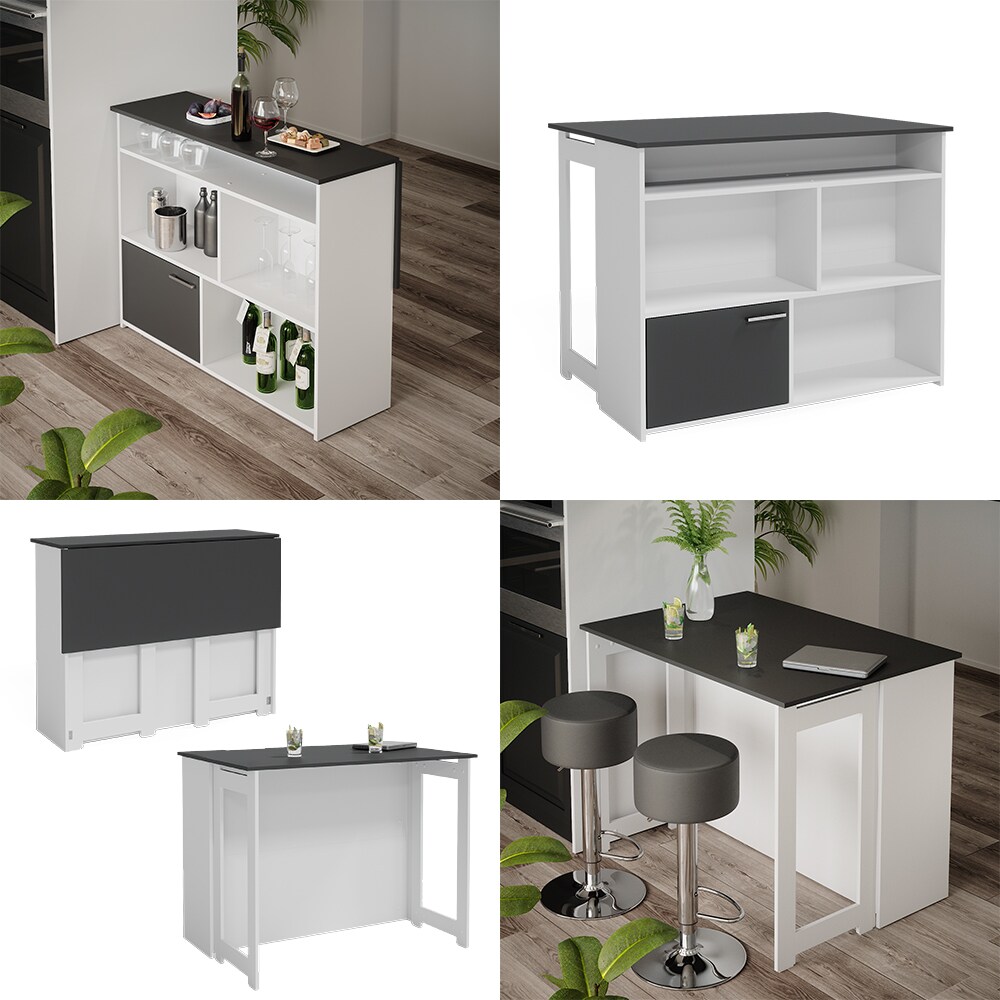 Vicco Bartisch Dominic Weiß Anthrazit 116 x 37 cm Esszimmer Küche offene Fächer Tür