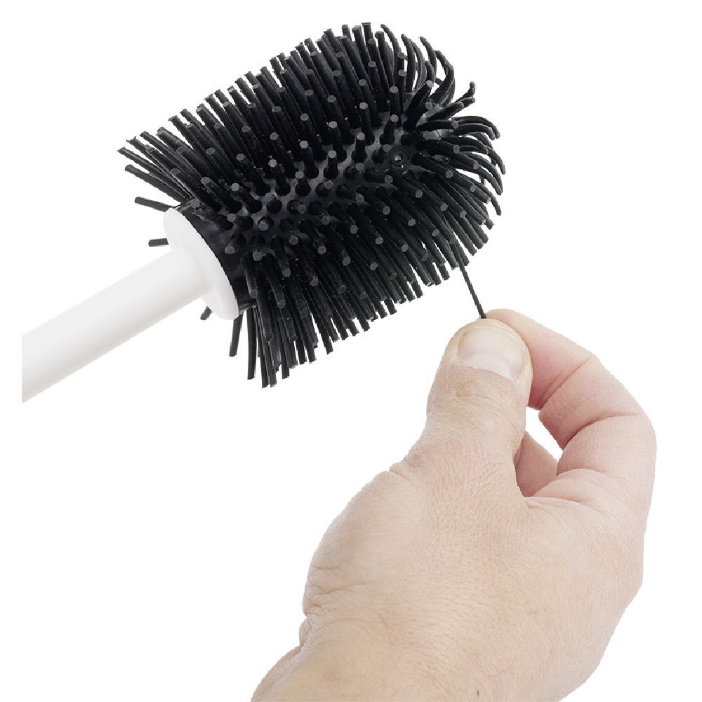Brosse WC silicone ronde avec support plastique blanc