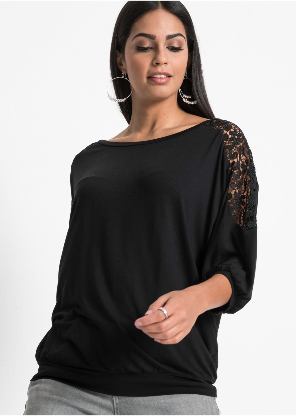 T-shirt oversize avec dentelle