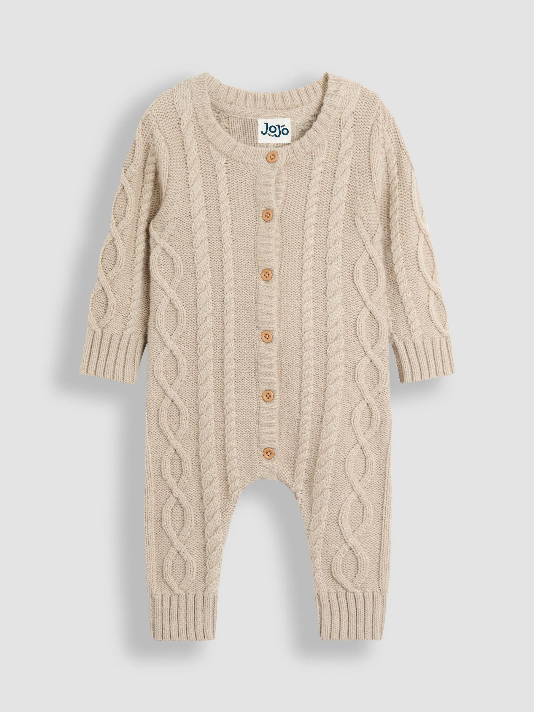 JoJo Maman Bébé Cable Knit All-In-One With Hat