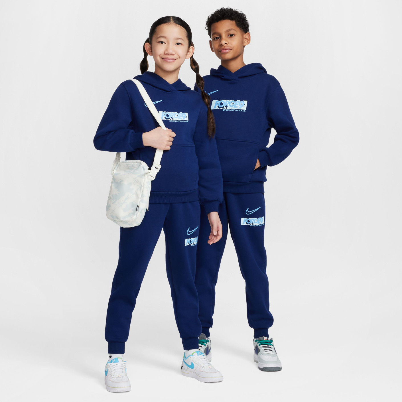 Nike Erling Haaland Club Fleece Hoodie Kids Donkerblauw Lichtblauw