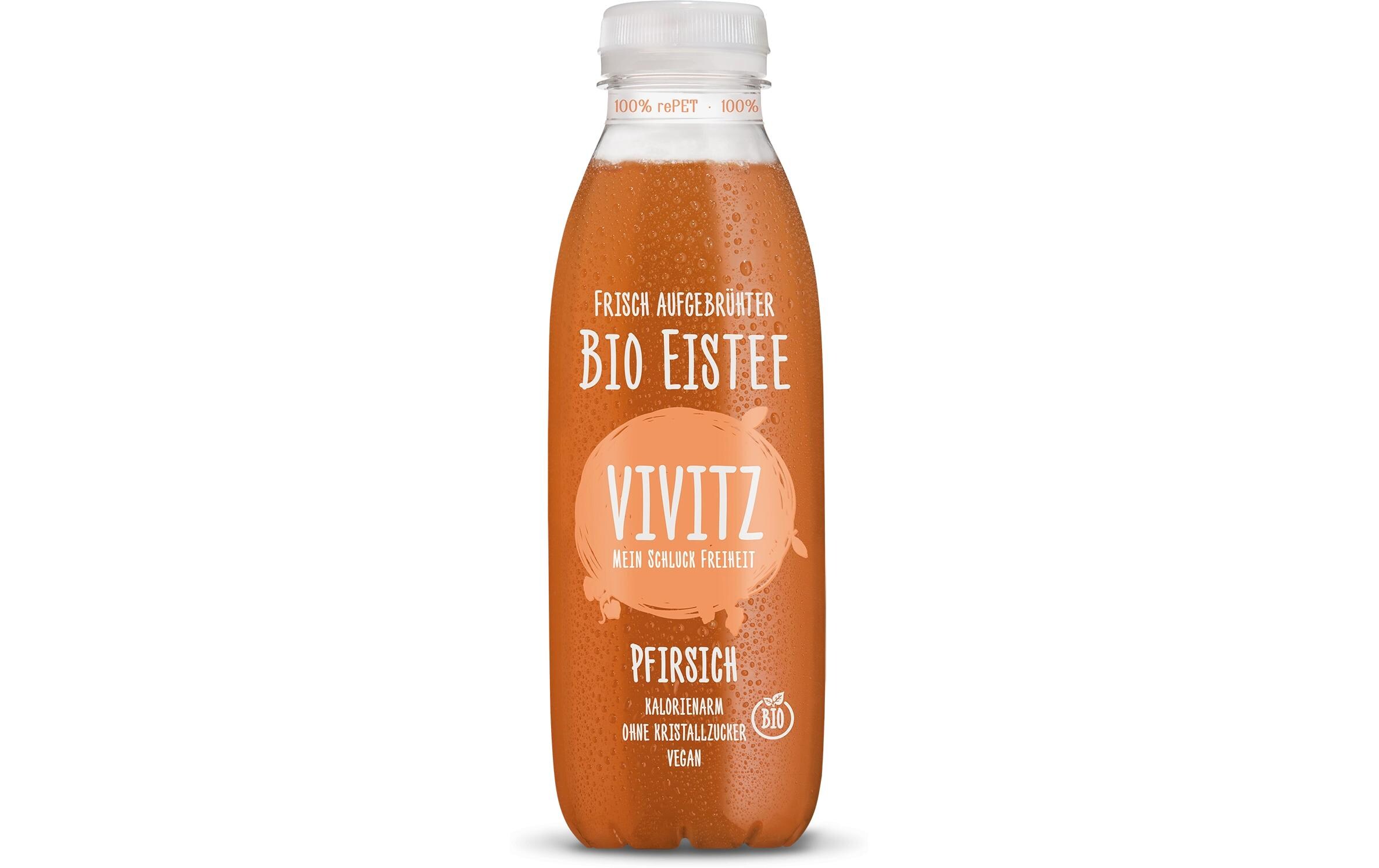 Bio Eistee Pfirsich 6 x 0.5 lAufguss aus Schwarztee mit Agavendicksaft, Pfirsichsaft und natürlichen Aromen