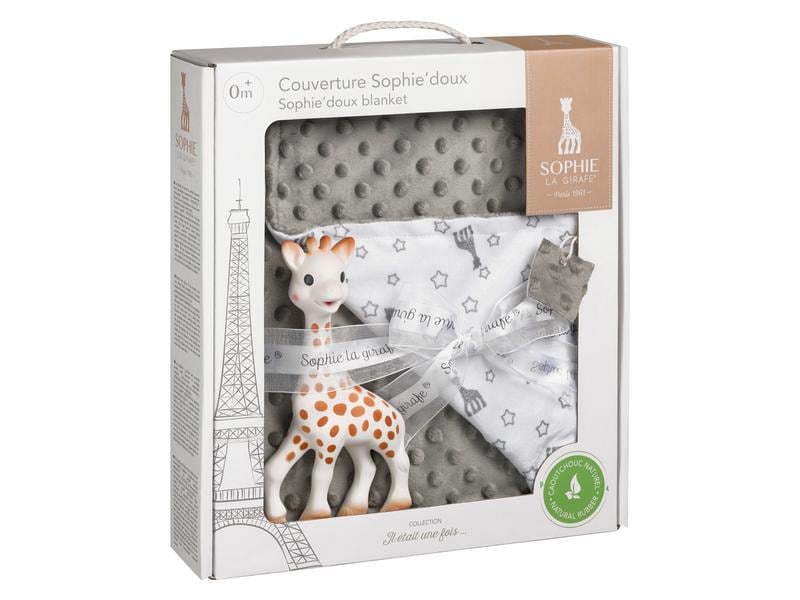 Sophie la girafe Geschenkset Kuscheldecke 2-teilig Set aus Sophie die Giraffe und einer weiche Decke
