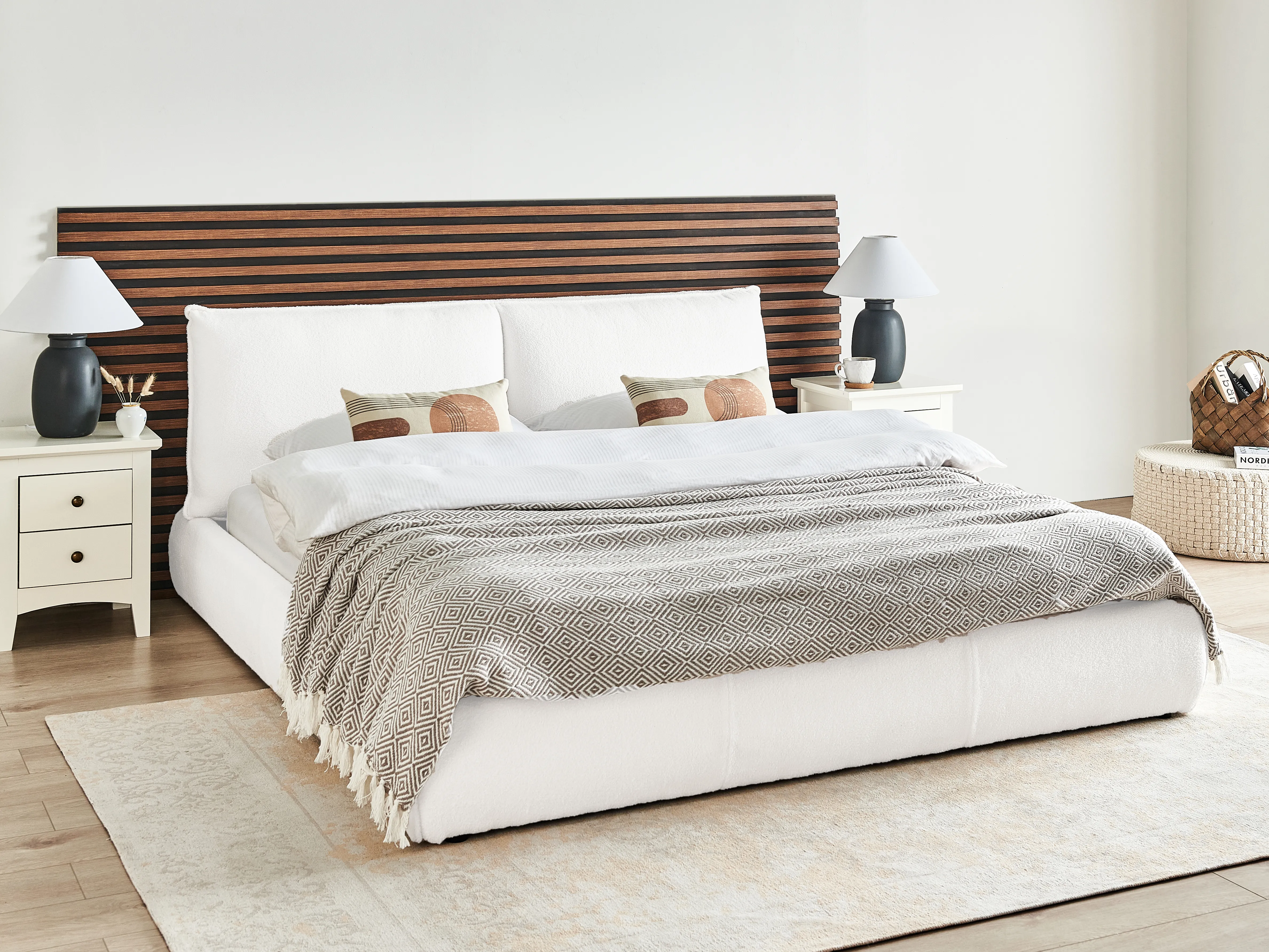 Waterbed Bouclé VINAY 180 x 200 cm Wit