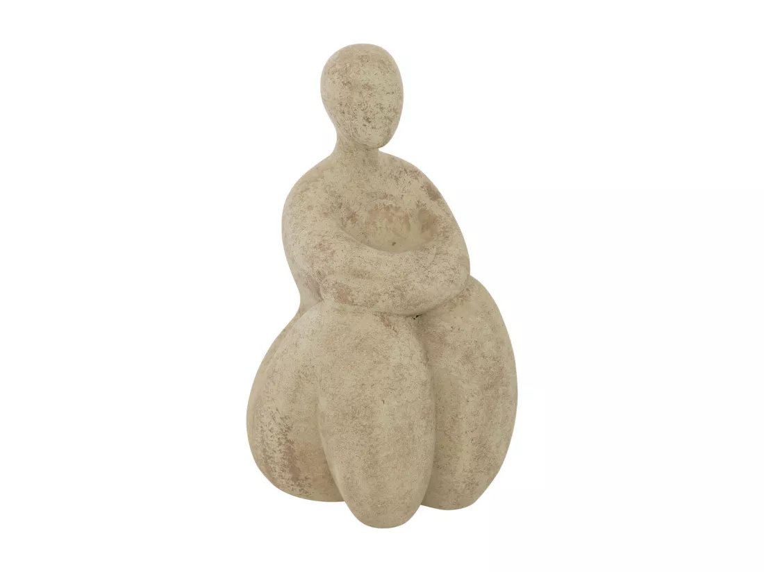 Objet déco Statue Femme en résine beige aspect pierre H 23 cm