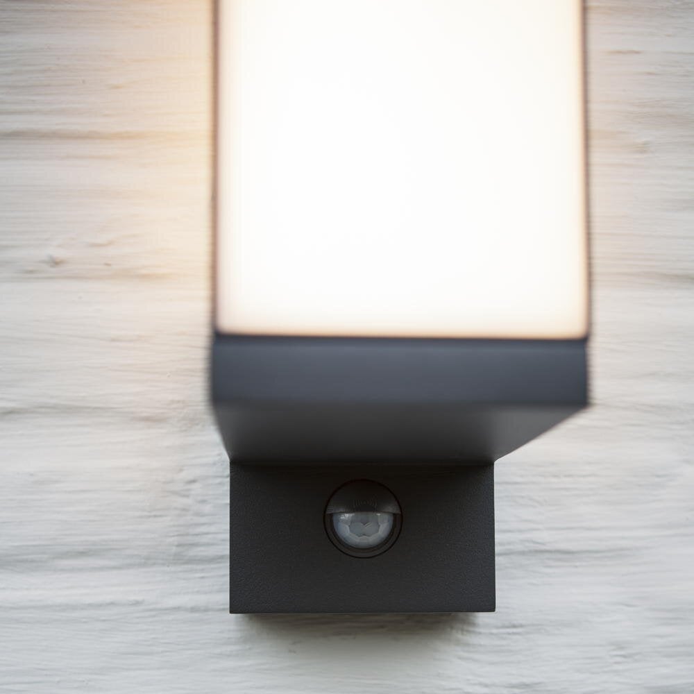 Cuba LED wandlamp in antraciet, 13W, 1000lm, IP54 met bewegingsmelder