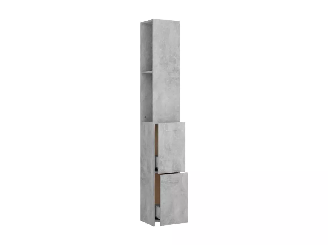 Armoire de bain gris béton 25x26,5x170 cm bois d'ingénierie