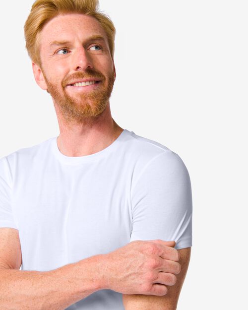 t-shirt homme slim fit col rond - avec bambou blanc