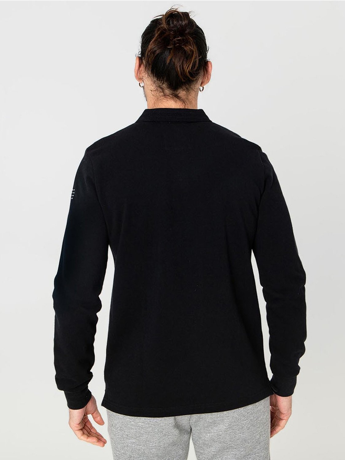 Polo Homme Manches Longues Coton Noir