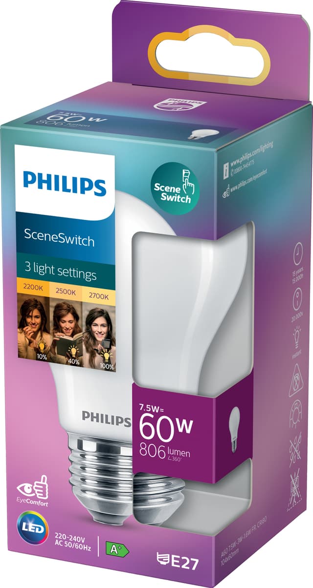Philips LED-pære 7.5W E27