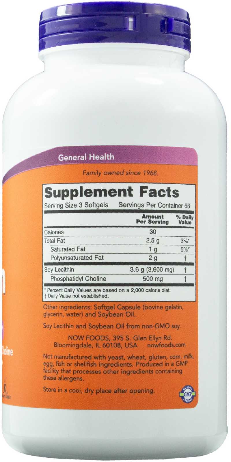 Lecitina NOW Foods 1200 mg 100 cápsulas gelatinosas