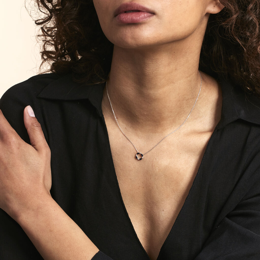 Collier Arlina Or Blanc Saphir Et Diamant