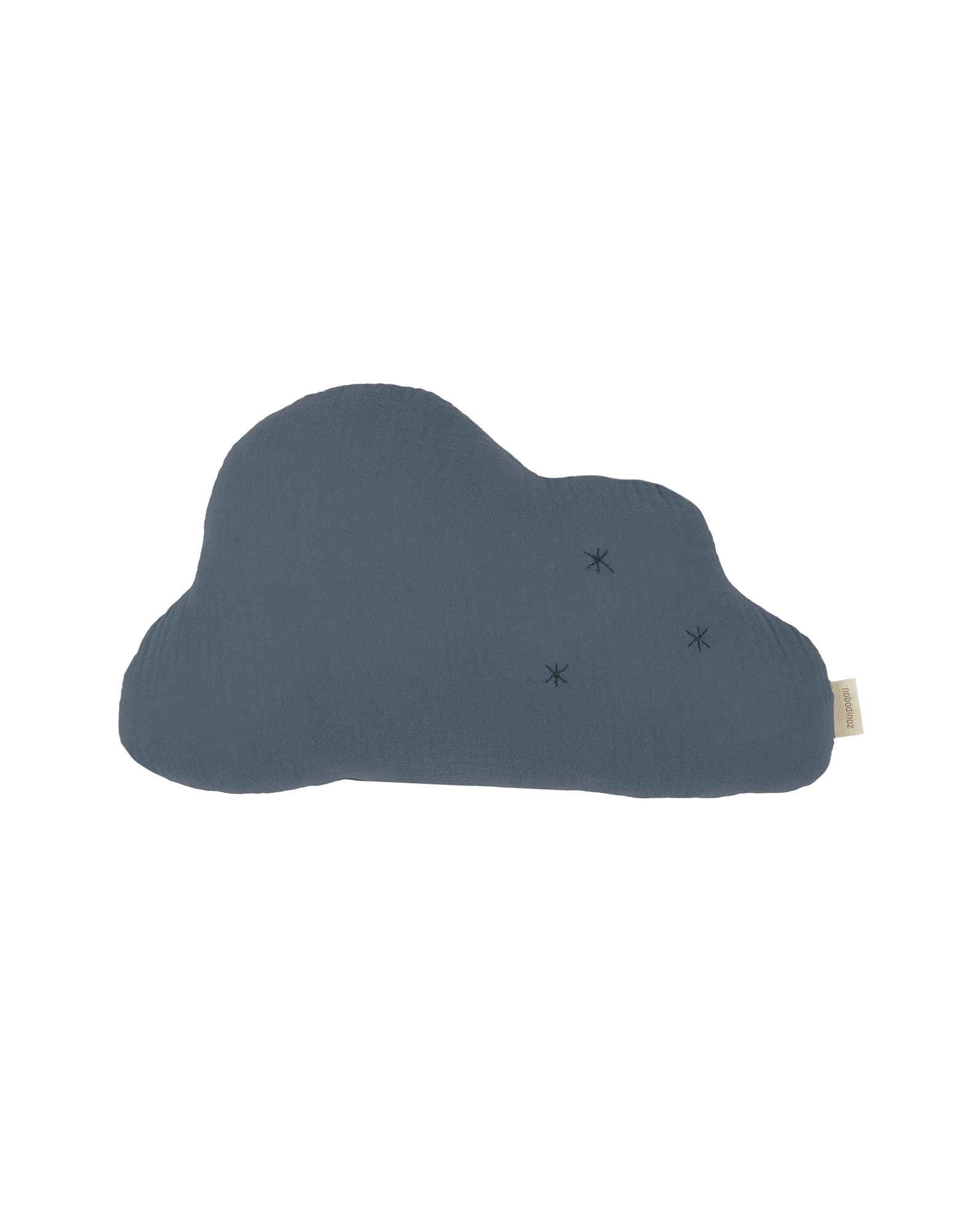 Coussin wabi-sabi nuage brodé en double gaze de coton | Bleu