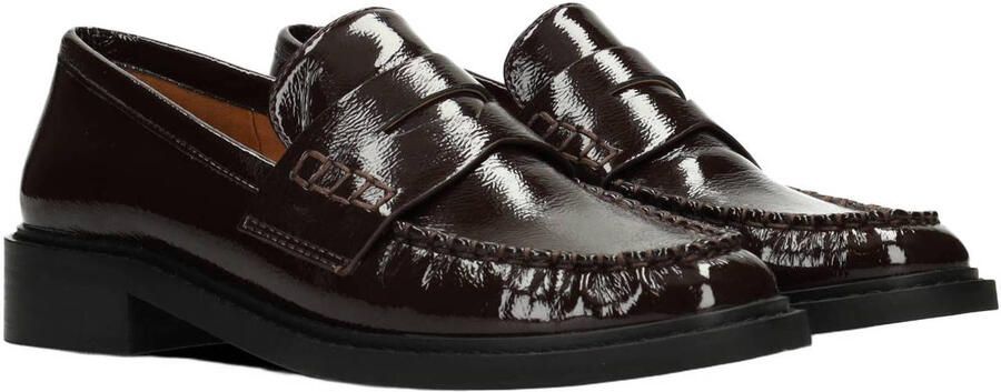 POSH by Poelman Bella lakleren loafers met blokhak bordeaux