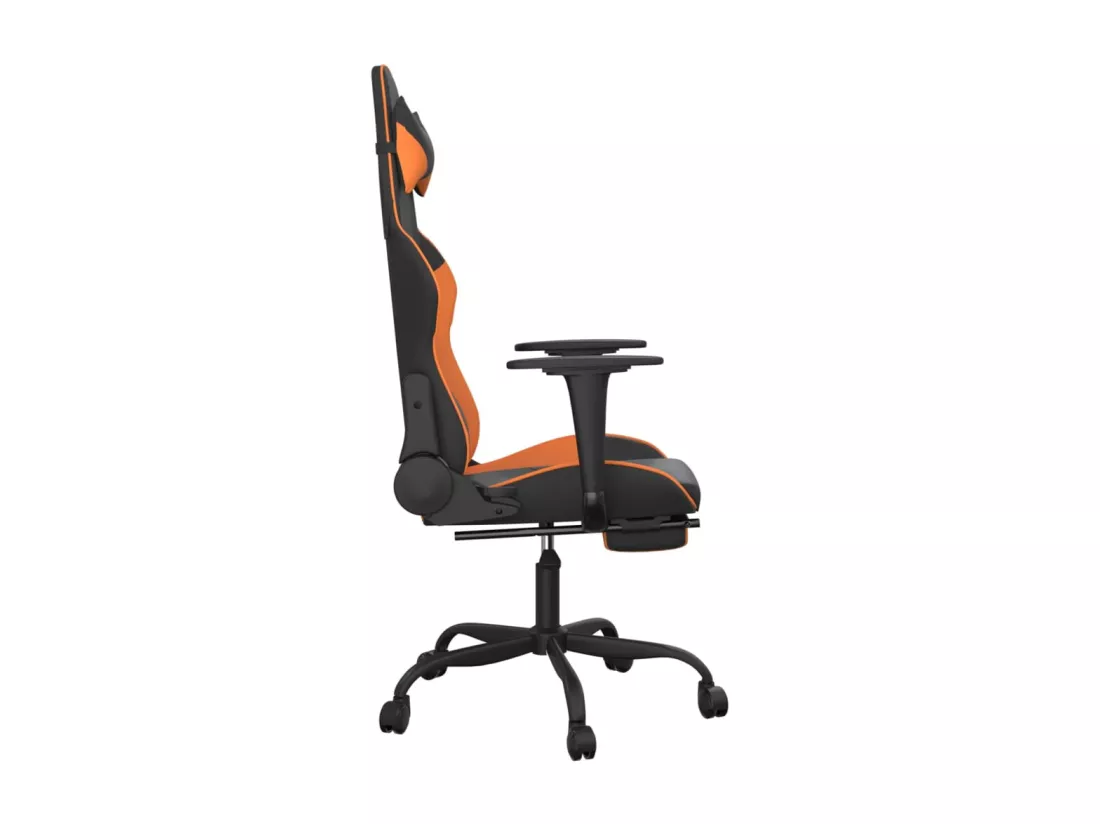 Chaise de jeu de massage et repose-pied Noir&Orange Similicuir