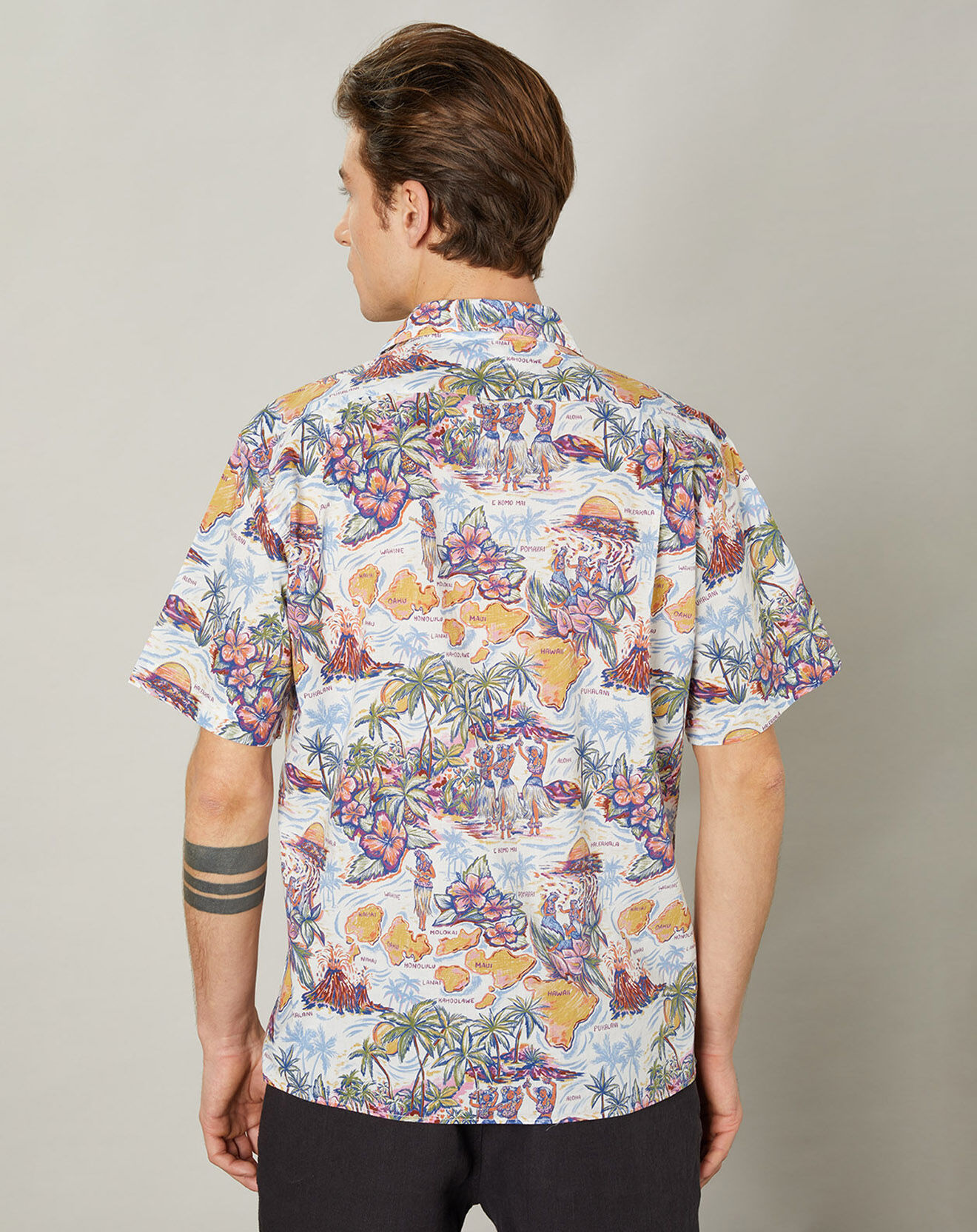 Hartford Chemise regular Palm bleu/rose