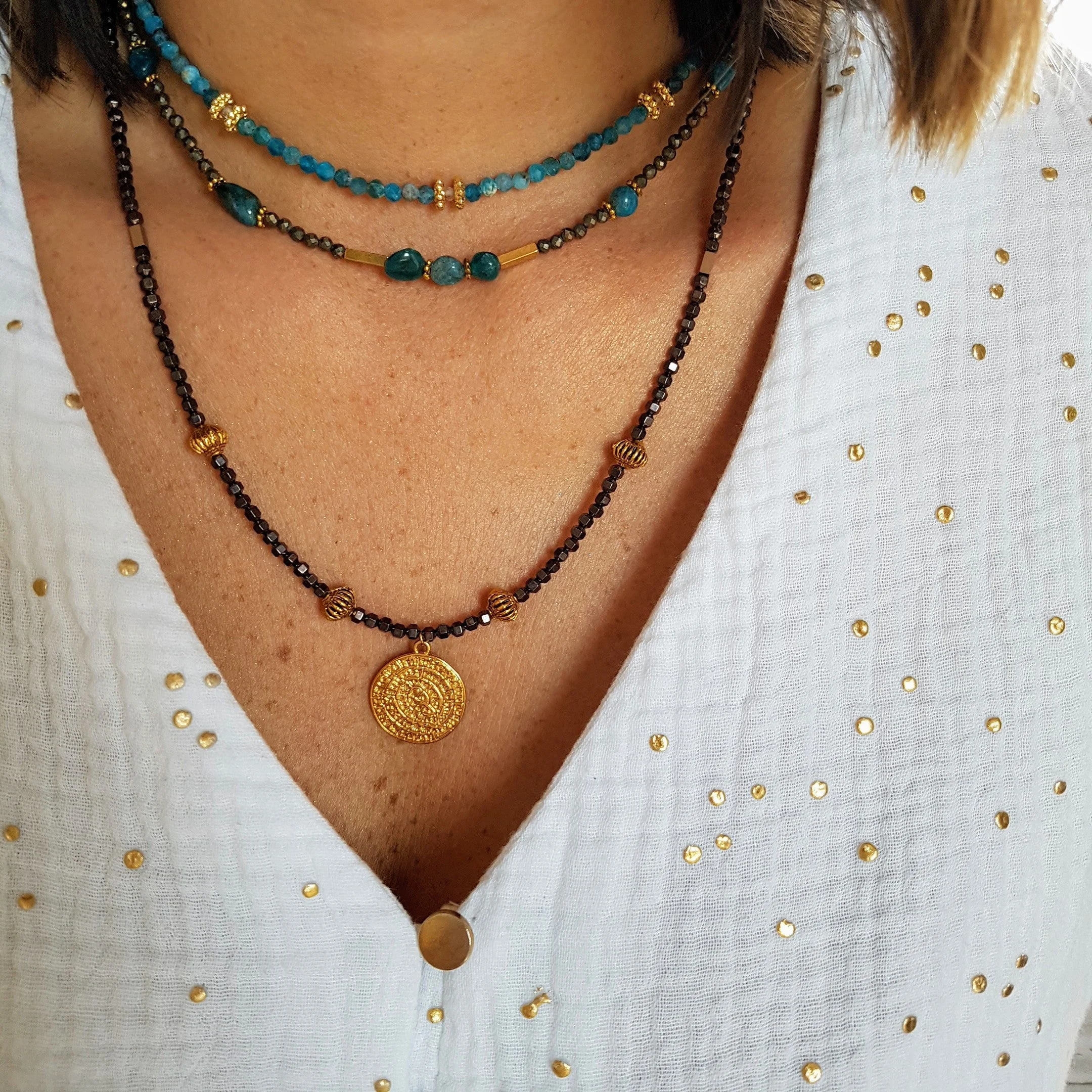 PAOLA - Collier apatite | Bleu