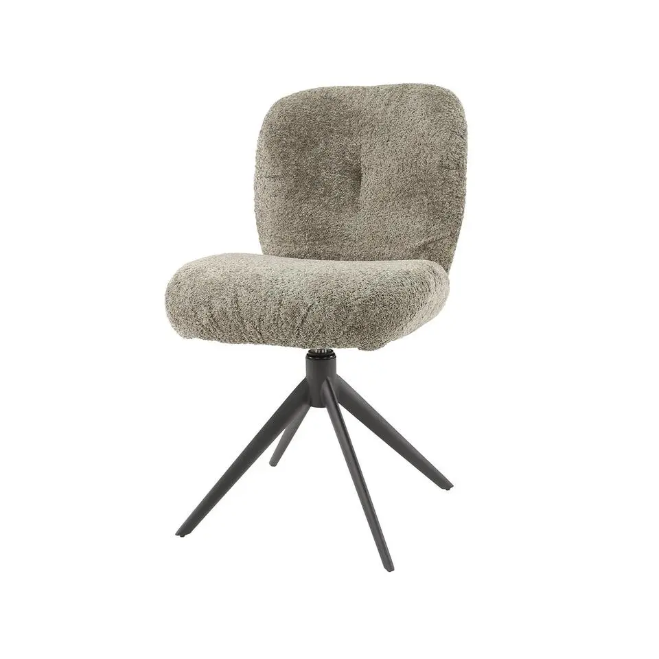 Eetkamerstoel Taupe Bouclé - Draaibaar - Comfort - Set van 2
