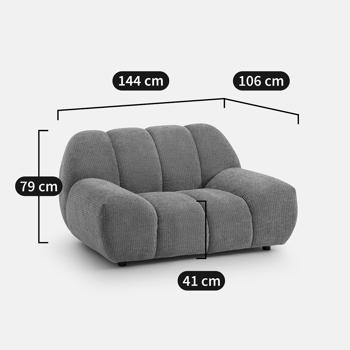 LA REDOUTE INTERIORS<br>Banco XL, ribfluweel vintage, Nuria