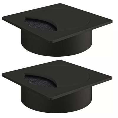 Lot de 2 Passe-câbles pour bureau CONNEXION - Trou diamètre 80 mm - Noir