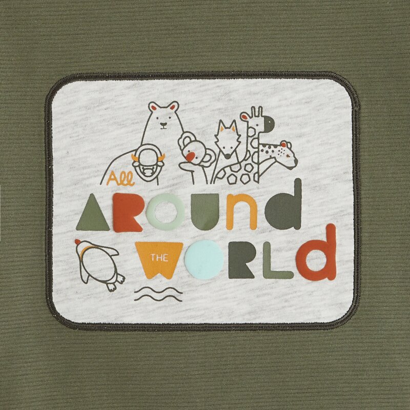 T-shirt fantaisie animaux du monde vert bébé garçon Vert